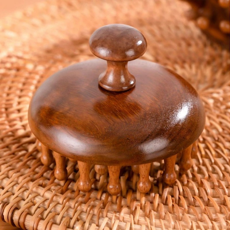 Sandelholz Rundplatte Massage Kamm